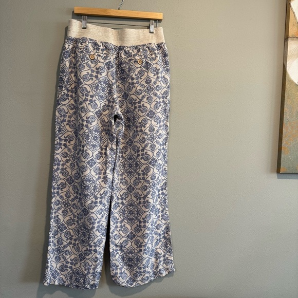 Soft Surroundings Patterned Wide-Leg Linen Pants Beach Coastal Resort M - Picture 2 of 8